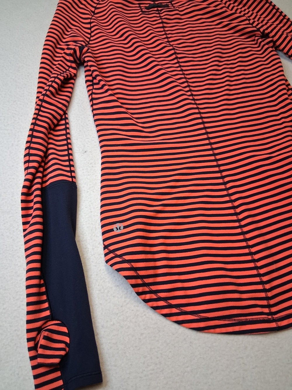 lululemon athletica Orange and Black Striped Long Sleeve Crew - Picture 6 of 7